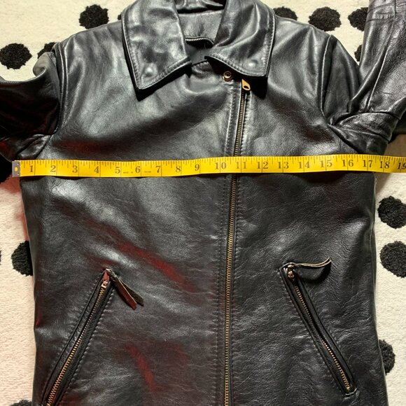 Vintage 90s Black Leather Motorcycle Biker Moto Jacket - Picture 12 of 16
